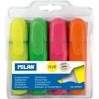 Zvýrazňovač Zvýrazňovač MILAN Fluo Marker - sada 4 ks
