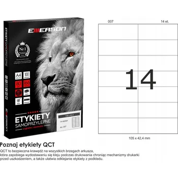 Samolepící etiketa Samolepicí etikety A4, 100 listů EMERSON, 105 x 42,4 mm