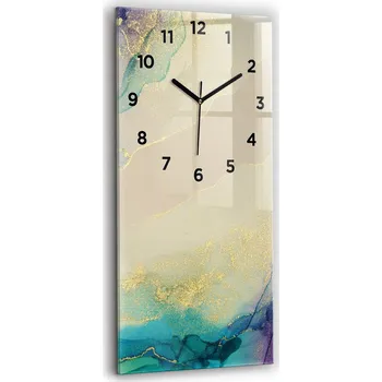 Hodiny Vertikální skleněné hodiny na zeď do kanceláře s grafikou Abstrakce barev 30x60 cm