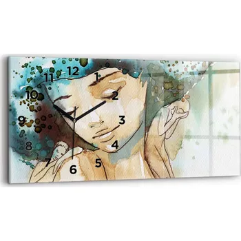 Hodiny Ozdobné nástěnné hodiny s krásnou grafikou, rozměr 60x30 cm - Abstrakce Žena