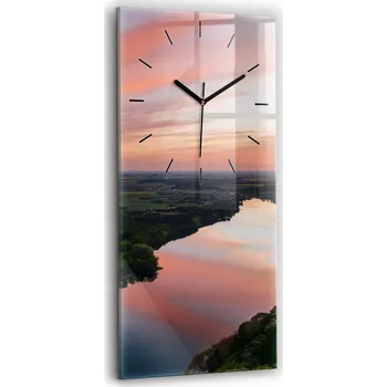 Hodiny Foto Hodiny Skleněné Nástěnné Do Moderních Interiérů Výhled na jezero 30x60 cm