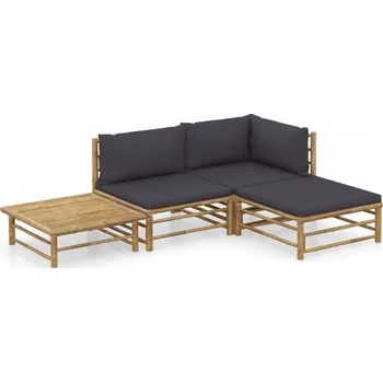 Zahradní sestava 2dílná zahradní sedací souprava + tmavě šedé podušky bambus