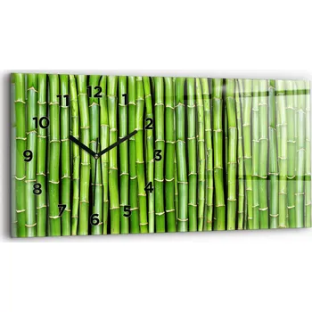 Hodiny Foto Skleněné Hodiny Nástěnné Do Moderních Interiérů Bambus Asijský 60x30 cm