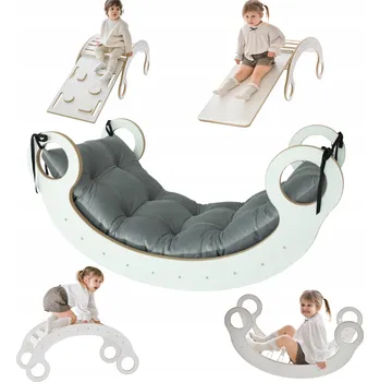 Dětská houpačka Montessori Houpačka set + stěna + skluzavka + Polštář DŘEVĚNÝ CERTIFIKÁT