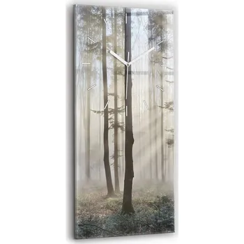 Hodiny Skleněné hodiny tvrzené Stylové Tiché Nástěnné Les v mlze 30x60