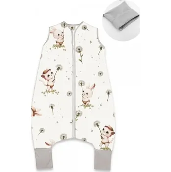 Spací pytel pro miminko Letní spací vak se zahrnovacími nohavičkami, bavlna, Kocourek a pampeliška - bílá, vel. S