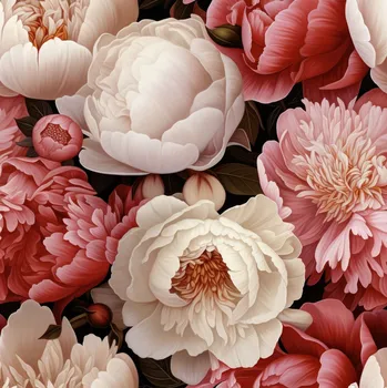 VODĚODOLNÁ ZAHRADNÍ LÁTKA OXFORD PIVOŇKY KRÉMOVĚ RŮŽOVÁ