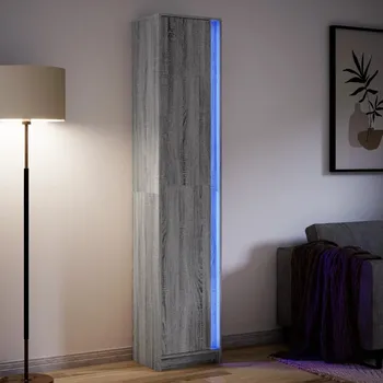 Příborník do zásuvky Skříň highboard s LED bílá 41,5x32,5x200 cm kompozitní dřevo