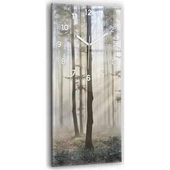 Hodiny Skleněné hodiny tvrzené Stylové Tiché Nástěnné Les v mlze 30x60