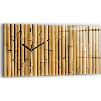 Hodiny Moderní skleněné nástěnné hodiny s potiskem horizontální 60x30 cm Bambusové tyče