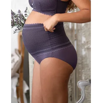Těhotenská móda Seraphine Těhotenské kalhotky s vysokým pasem Hallia v barvě plum s krajkou Velikost: 2XL