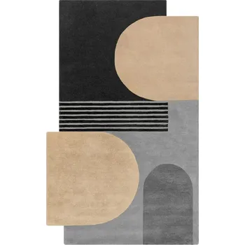 Koberec Černo-šedý ručně tkaný vlněný koberec 150x240 cm Lozenge Monochrome – Flair Rugs ID_1754338