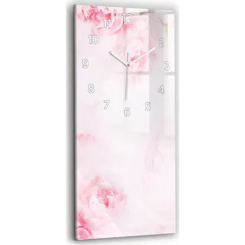 Hodiny Vertikální Skleněné Nástěnné Hodiny do Kanceláře s Grafikou Kvetoucí Květiny 30x60 cm