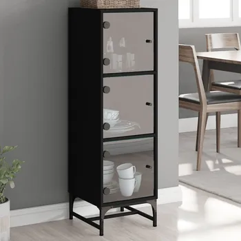 Příborník do zásuvky Highboard se skleněnými dvířky bílý 35 x 37 x 120 cm