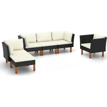 Zahradní sestava 6dílná zahradní sedací souprava polyratan a eukalyptus šedá