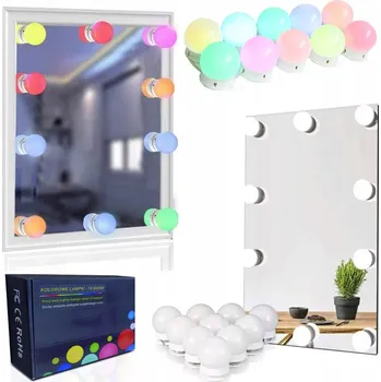 Zrcadlo 10x LED SVĚTLA NA MAKE-UP ZRCADLO TOALETKA BAREVNÉ RŮZNÉ BARVY