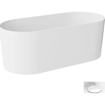 Besco Volně stojící vana z litého mramoru Lova 160x74, bílá lesk Typ a barva výpustě: Alcaplast Click-Clack s horním čištěním, bílá