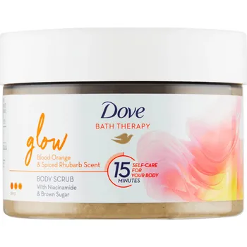 Tělový peeling DOVE Bath Therapy Glow Blood Orange & Spiced Rhubarb Scent intenzivní tělový peeling 295 ml