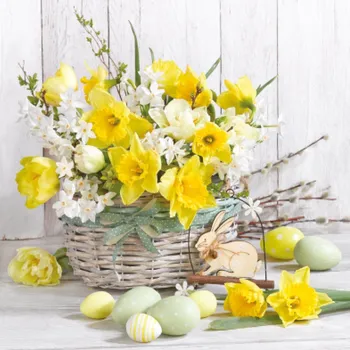 Papírový ubrousek Ubrousky 3-vrstvé, 33 x 33 cm Velikonoce květy [20 ks]