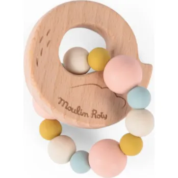 MOULIN ROTY Dřevěno-silikonový kousací kroužek Labuť
