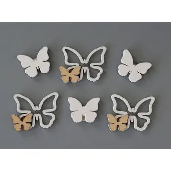 Dřevěné dekorace - MOTÝLCI BÍLÝ MIX 6 KS