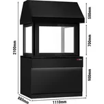 G.Gastro Neutrální element pro grily na dřevěné uhlí - 1100mm - přední dřevěný panel - pracovní deska z černé žuly