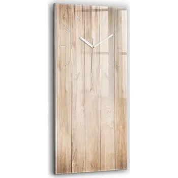 Hodiny Vertikální Skleněné Hodiny Tiché Bez Hlučnosti Nástěnné Dřevěná textura 30x60