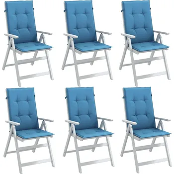 Podsedák vidaXL Podušky na židli vysoké opěradlo 6 ks modrá melanž 120x50x4 cm