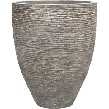 Květináč Baq Polystone Coated Ribbed Couple Raw Grey Ø 90 cm / V 111 cm