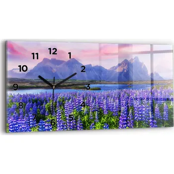 Hodiny Dekorativní nástěnné hodiny s krásnou grafikou 60 cm x 30 cm - Výhled na hory Island