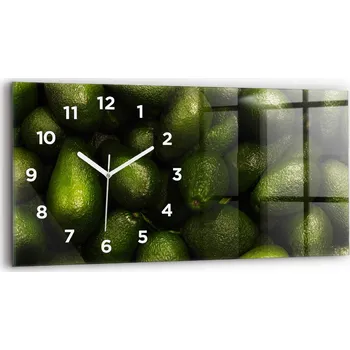 Hodiny Horizontální Skleněné Foto Hodiny Nástěnné Do Moderního Interiéru Avokádo 60x30 cm