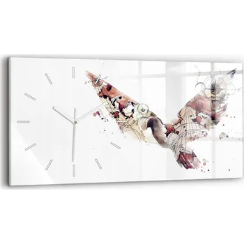 Hodiny Minimalistické Skleněné Hodiny Nástěnné s Grafikou Abstraktní pohled 60x30 cm