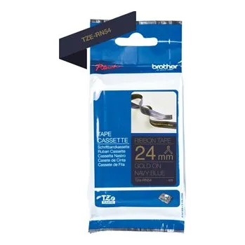 Pásek do tiskárny Páska Brother TZE-RN54, 24mm, zlatý tisk/tmavě modrý podklad