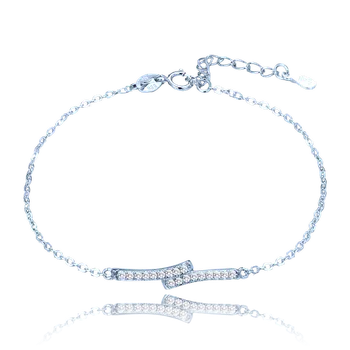 Náramek Moonlit Stříbrný náramek s jemnou zirkonovou linkou