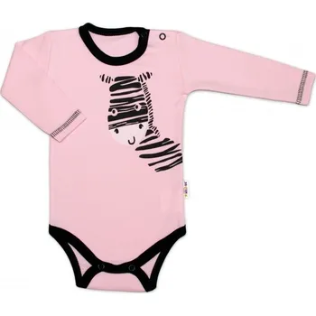 Kojenecký body Body kojenecké dlouhý rukáv - ZEBRA růžové - vel.86