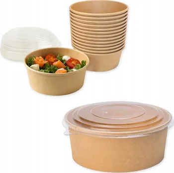 Jednorázové nádobí Kulatá miska kraft 500 ml s PET víčkem 150 mm VELKOOBCHOD 300 ks