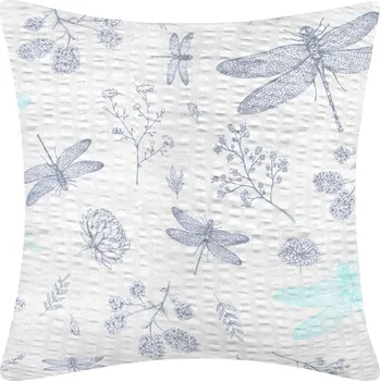 Povlak na dekorativní polštářek DARRÉ Krepový povlak na polštář Vážky - tyrkysová Velikost: 40 x 40