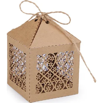 Dárková krabička Výprodej - Papírová krabička 2 narural - květy - 10ks Varianta: 2 natural květy, Balení: 10 ks