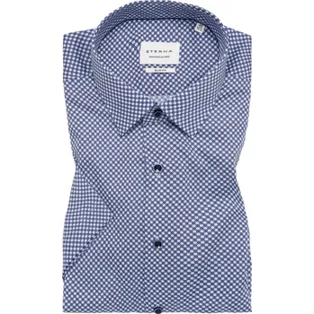 Pánská košile Košile Eterna Slim Fit Print s krátkým rukávem modrý vzor velikost: 41, délka rukávu: krátký rukáv