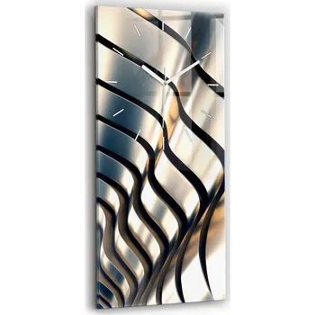 Hodiny Skleněné hodiny moderní tichý mechanismus Loft nástěnné stříbrný vzor 30x60