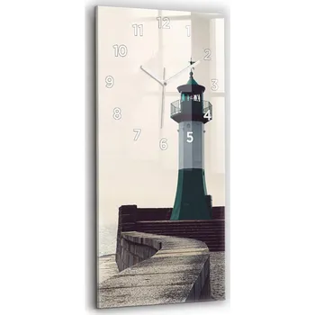 Hodiny Velké Skleněné Hodiny Stylové Moderní Nástěnné Maják a moře 30x60