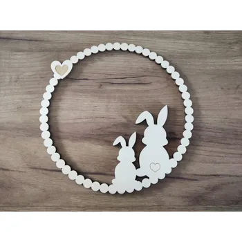 Velikonoční dekorace Dřevěný kruh se zajíčky