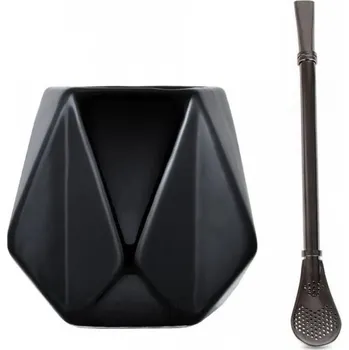 Čajová souprava Set kalabasa + bombilla (keramická Diamant 350 ml + bombilla Genesis černá 15,5 cm)