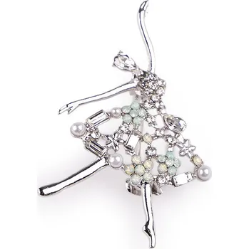 Brož Brož s broušenými kamínky baletka Varianta: 2 crystal mint, Balení: 1 ks