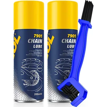 2X MANNOL MAZIVO NA ŘETĚZ KOLA A MOTOCYKLU + KARTÁČEK NA ČIŠTĚNÍ