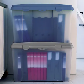 Odpadkový koš Casaria® Úložná boxovací bedna Family na kolečkách 120 l – modrá