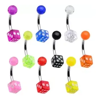Piercing Hrací kostka ocelový piercing do pupíku (Ocelové šperky)