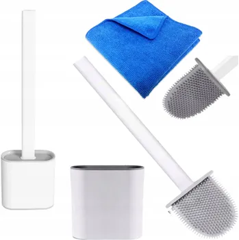 WC štětka Silikonový WC kartáč do koupelny + hadřík z mikrovlákna