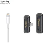 Boya Profesionální Univerzální Bezdrátový Klopový Mikrofon s Potlačením Šumu Interview 2,4GHz 1x mikrofon + přijímač Lightning