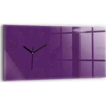 Hodiny Horizontální Skleněné Hodiny Nástěnné Do Kanceláře S Potiskem Fialová Barva 60x30 cm